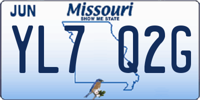 MO license plate YL7Q2G
