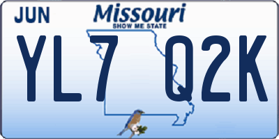MO license plate YL7Q2K