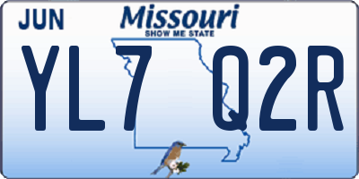 MO license plate YL7Q2R