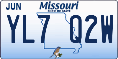 MO license plate YL7Q2W