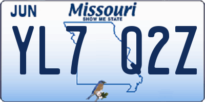 MO license plate YL7Q2Z