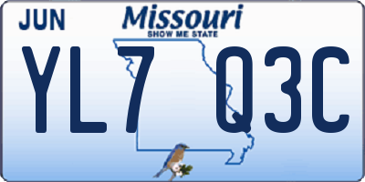 MO license plate YL7Q3C