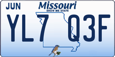 MO license plate YL7Q3F