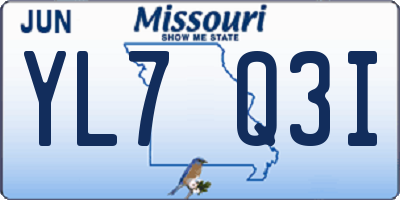 MO license plate YL7Q3I