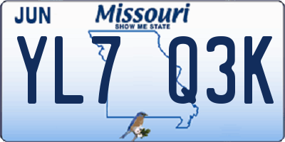 MO license plate YL7Q3K