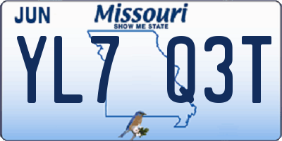 MO license plate YL7Q3T