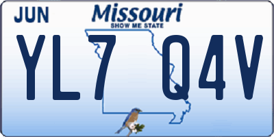 MO license plate YL7Q4V