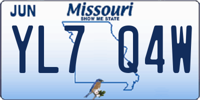 MO license plate YL7Q4W