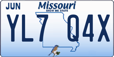 MO license plate YL7Q4X