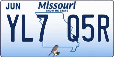 MO license plate YL7Q5R