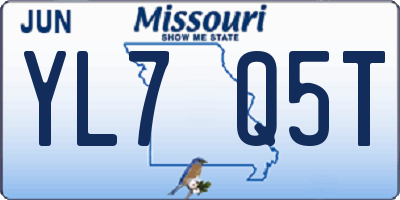 MO license plate YL7Q5T