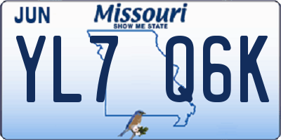 MO license plate YL7Q6K