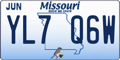 MO license plate YL7Q6W