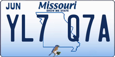 MO license plate YL7Q7A