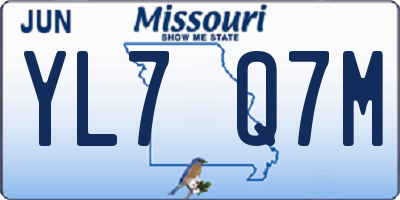 MO license plate YL7Q7M