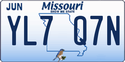 MO license plate YL7Q7N