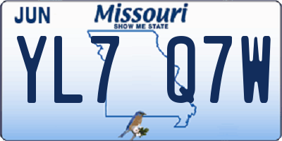 MO license plate YL7Q7W