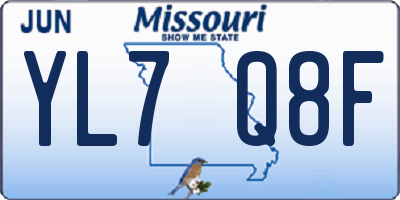 MO license plate YL7Q8F