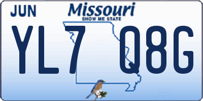 MO license plate YL7Q8G