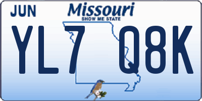 MO license plate YL7Q8K