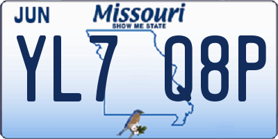 MO license plate YL7Q8P