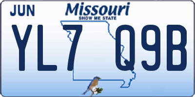 MO license plate YL7Q9B