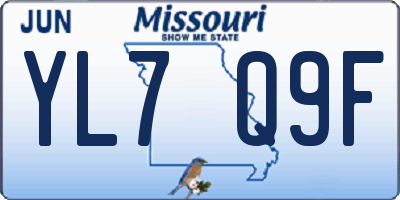 MO license plate YL7Q9F