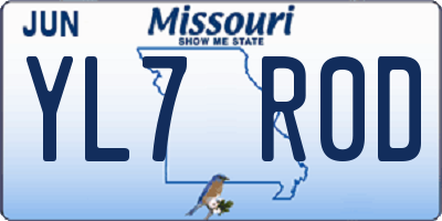 MO license plate YL7R0D