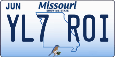 MO license plate YL7R0I