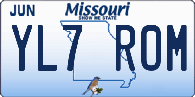 MO license plate YL7R0M