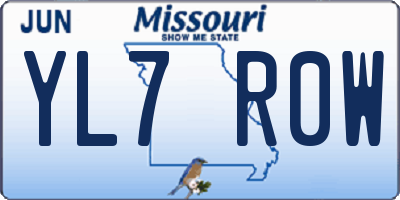 MO license plate YL7R0W