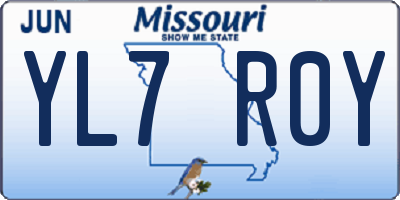 MO license plate YL7R0Y