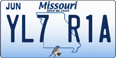 MO license plate YL7R1A
