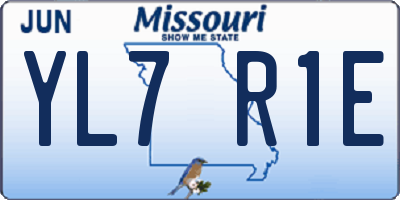 MO license plate YL7R1E