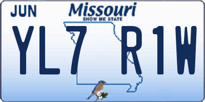 MO license plate YL7R1W