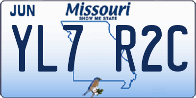 MO license plate YL7R2C
