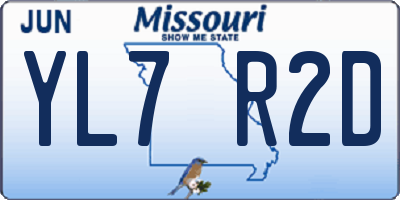 MO license plate YL7R2D