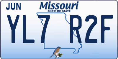 MO license plate YL7R2F