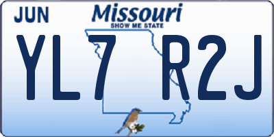 MO license plate YL7R2J