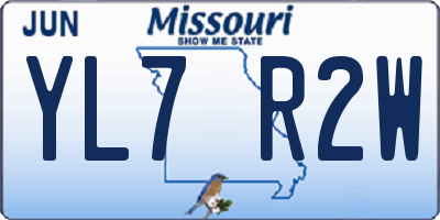 MO license plate YL7R2W