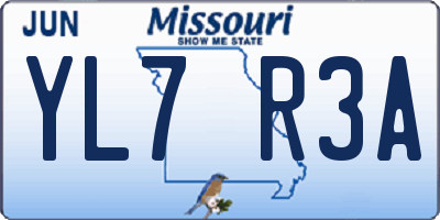 MO license plate YL7R3A