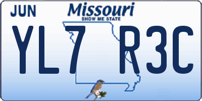 MO license plate YL7R3C