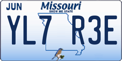 MO license plate YL7R3E