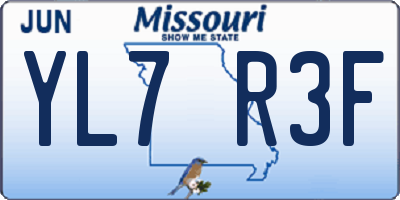 MO license plate YL7R3F