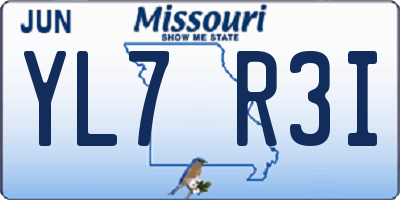 MO license plate YL7R3I