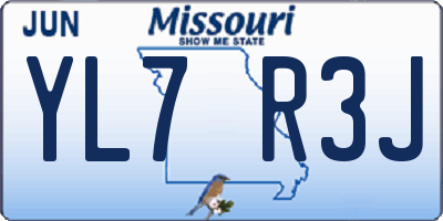 MO license plate YL7R3J