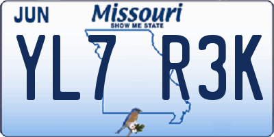MO license plate YL7R3K