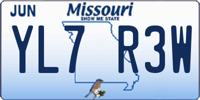 MO license plate YL7R3W