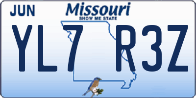 MO license plate YL7R3Z