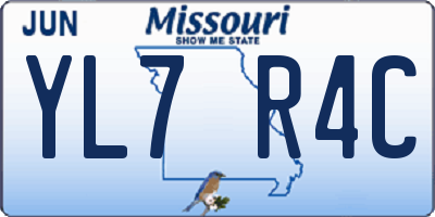 MO license plate YL7R4C